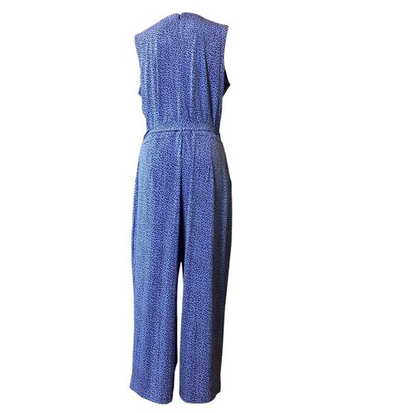 Michael Kors Blue Ditzy Floral Print Wide Leg Sleeveless Jumpsuit Sz L #49M - Picture 4 of 13